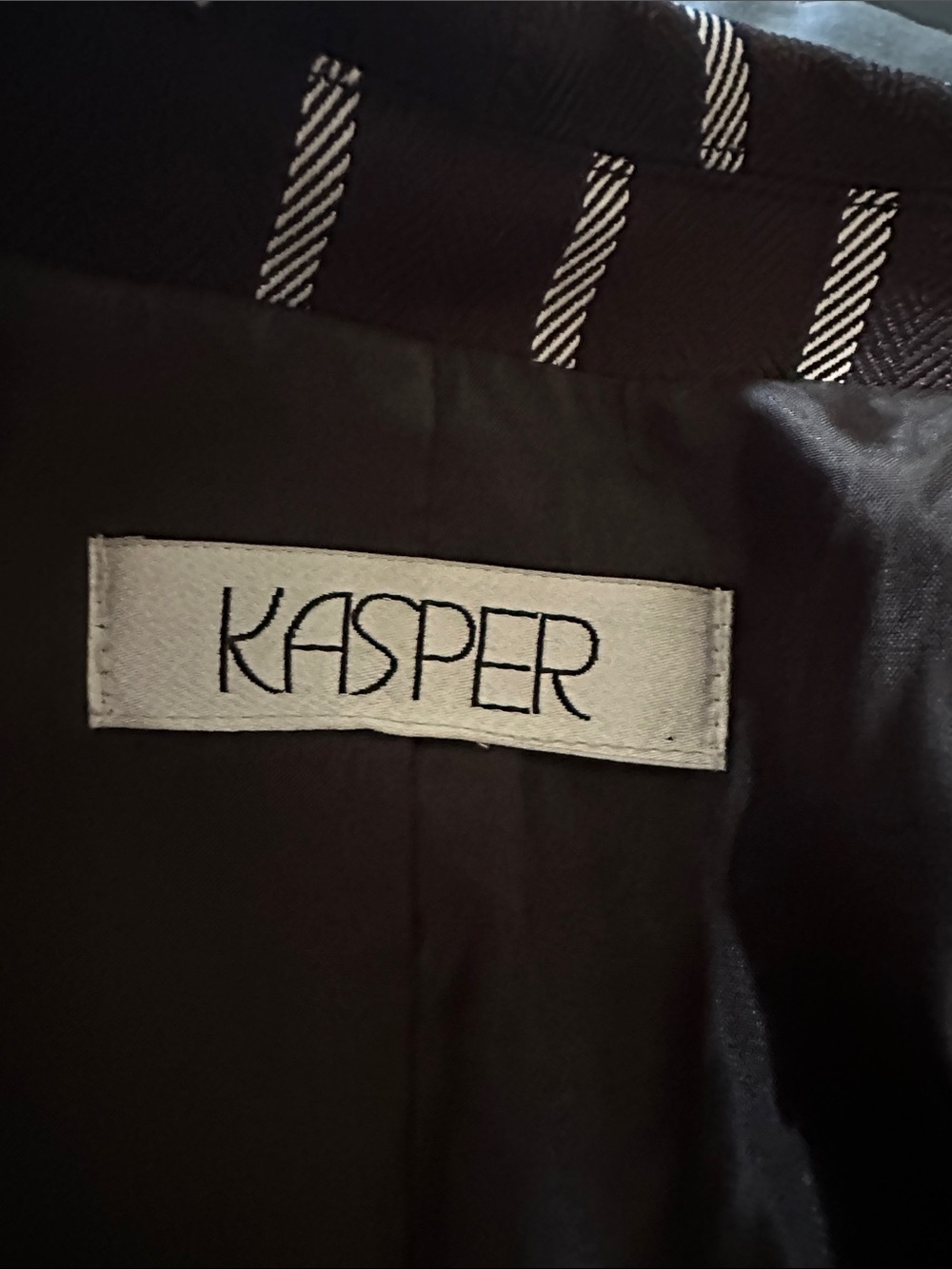 Kasper Black and White Vertical-Stripe Open Blazer - Picture 8 of 13